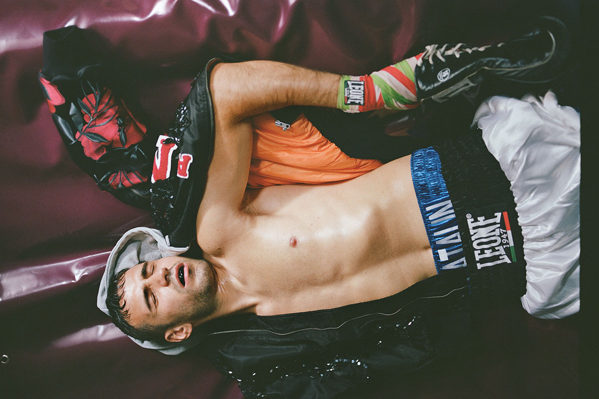 JACKET ANTONIO MARRAS LABORATORIO, SHORTS AND BOXING GLOVES MODEL'S OWN