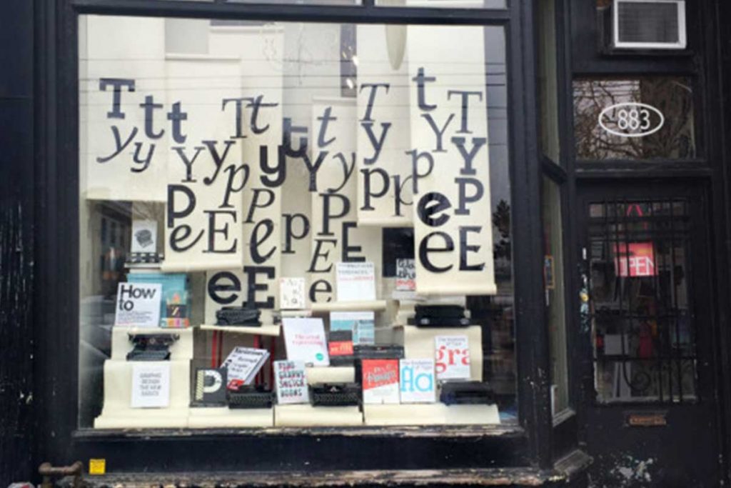 SHOPWINDOW OF TYPE BOOKSTORE