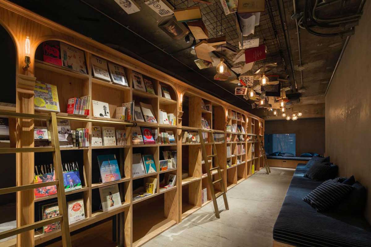 Books and bed interior