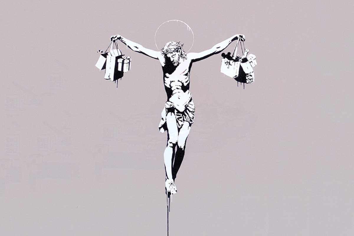 Banksy, Jesus Christ with Shopping Bags, 2005