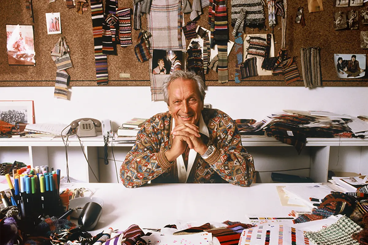 4/9 The stylist Ottavio Missoni portrayed in his Sumirago studio, at the headquarters of Missoni S.p.A., 1990, Photography Giuseppe Pino