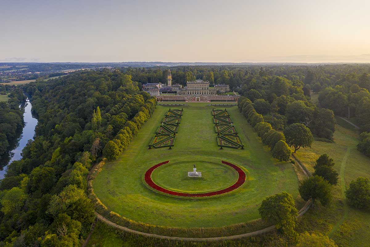 Cliveden is spread across five hundred acres, aerial view
