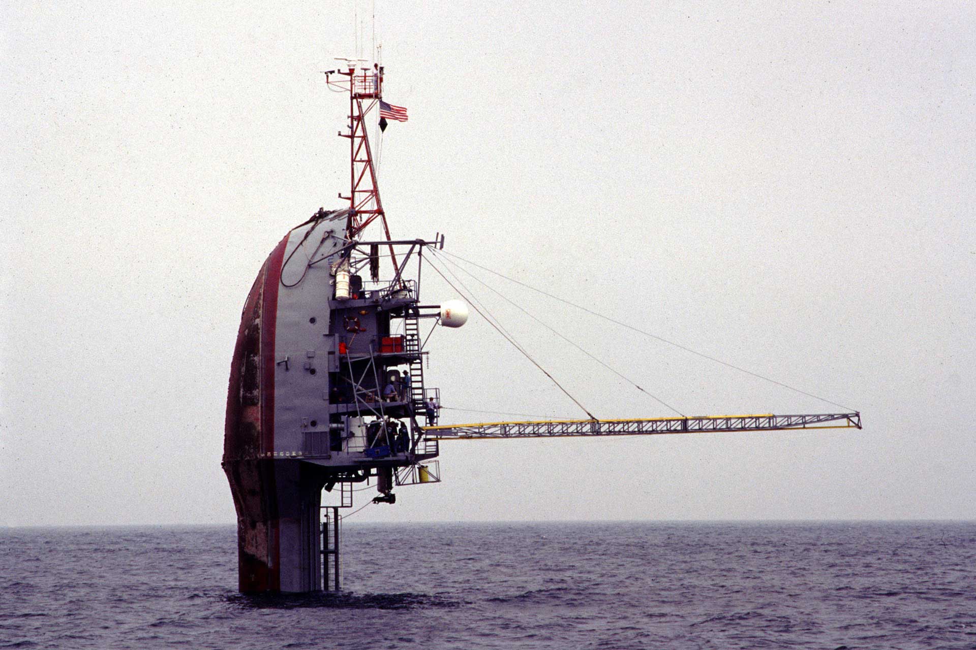 The RF Flip (Floating Instrument Platform) is the open ocean research vessel owned by the Office of Naval Research and operated by Scripps Institutions of Oceanography