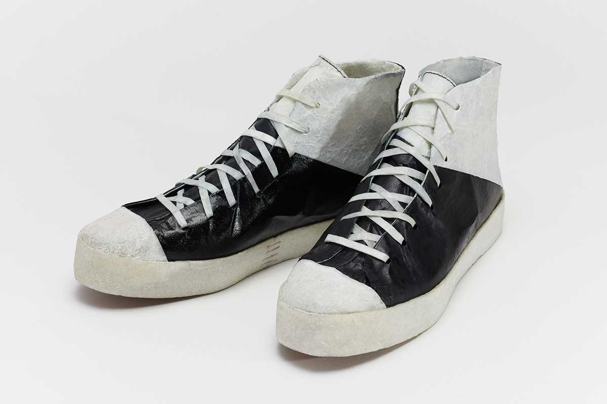 Schiros partnered with Public School NYC to develop a sneaker fully biodegradable, photography Jon Brown