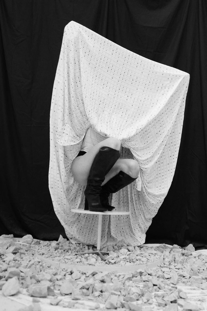 Full look Balenciaga. Photography and performance Isabelle Wenzel, fashion editing Arianna Bonifazi