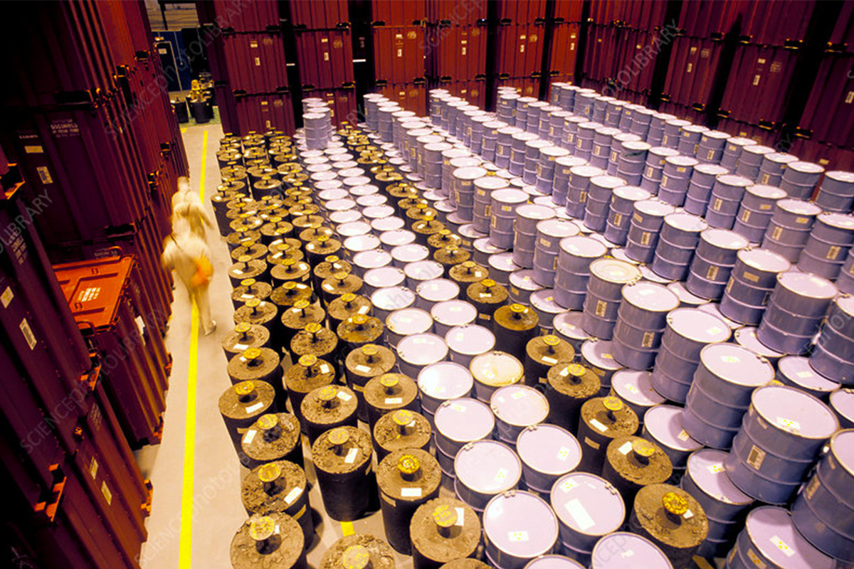 Low level nuclear waste, storage area Stock Image T176 0195 Science Photo Library