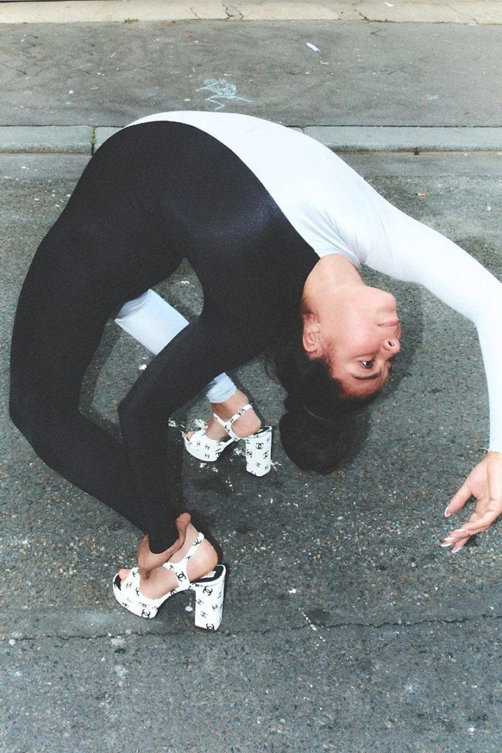 Chanel shoes, stylist own jumpsuit. Photography Pauline Scotto di Cesare