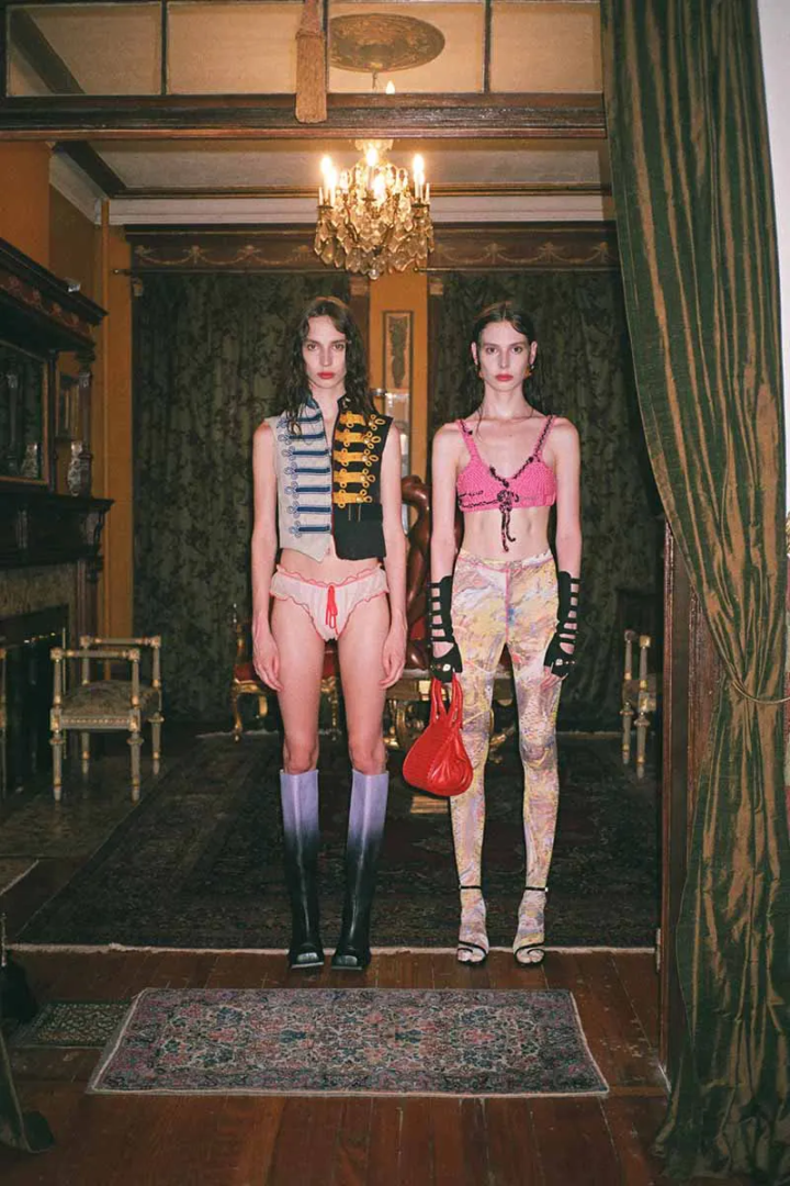 Bra archive Prada FW2017, gloves Chanel, leggings Diesel, earrings Saint Laurent; vest archive Maison Martin Margiela Artisanal SS2005, panties Isosceles Lingerie, boots Fidan Novruzova