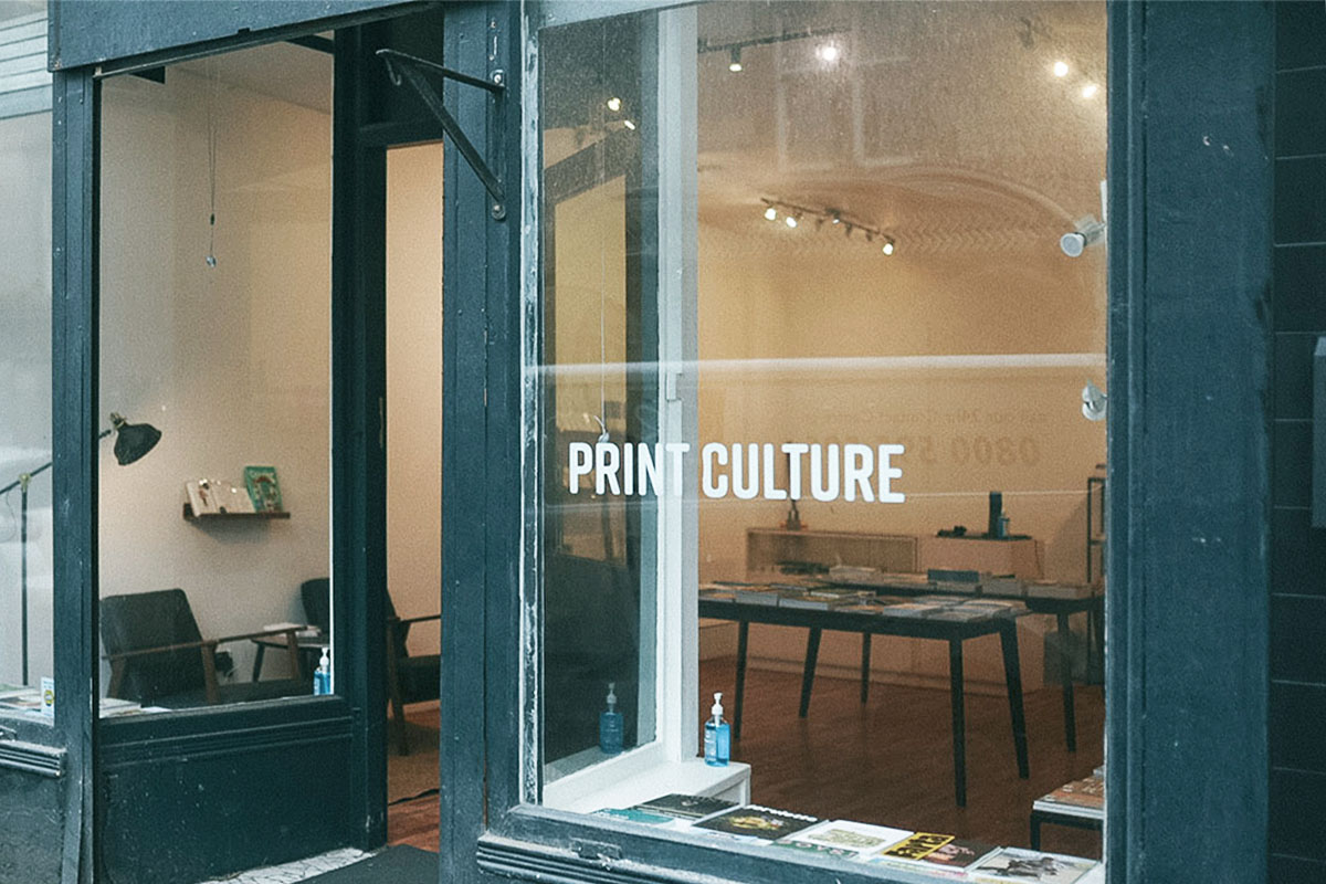 Print Culture, Glasgow bookstore, front window