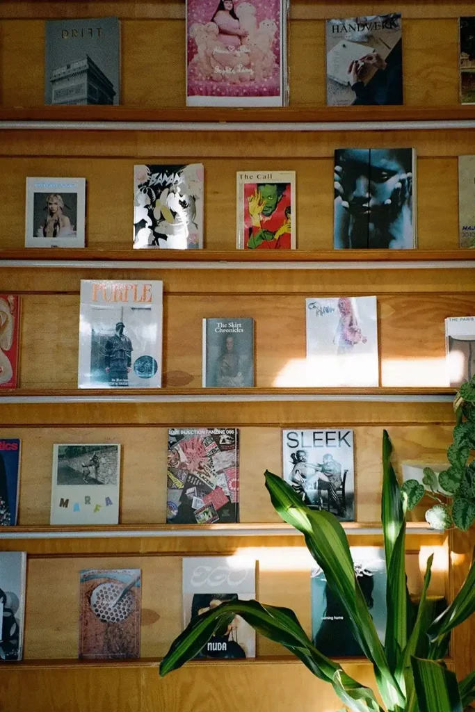 Magazine selection available in the café section at Public Records, NYC