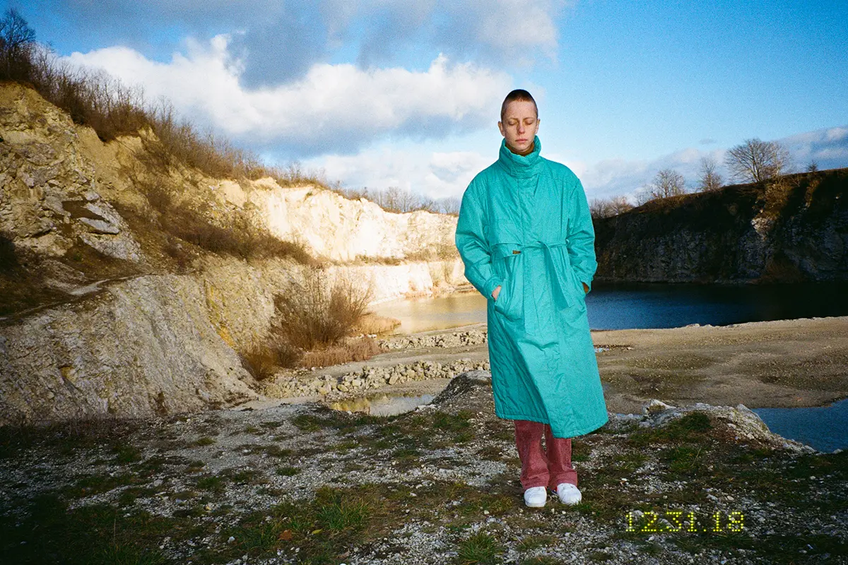 Marie Tomanova wearing her mom's Coat, 2018