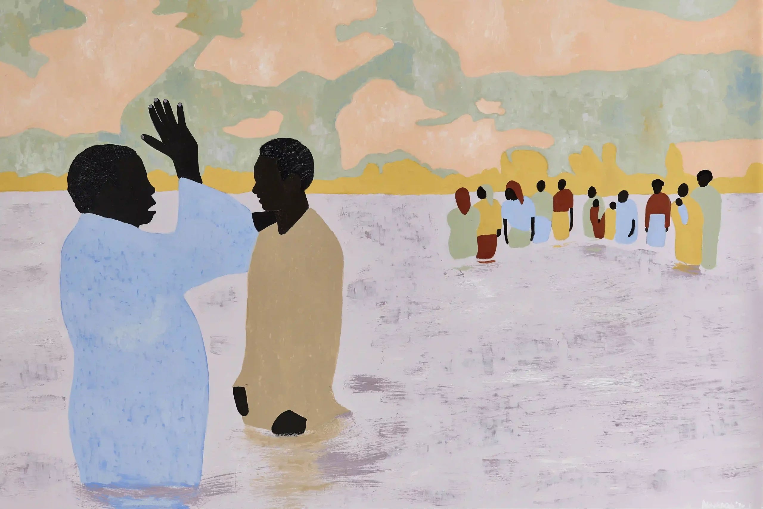 Cassi Namoda, To Live Long Is To See Much (Ritual Bathers III), 2020, Oil on canvas, 152.4 x 233.6cm