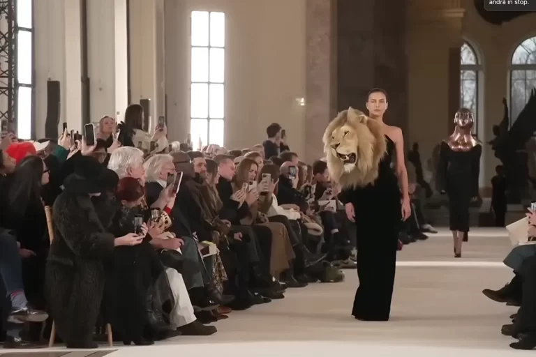 Lampoon The Lion head during the Schiaparelli Spring 23 Couture show