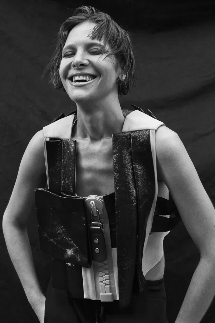 Hari Nef photographed by Daniel King. Louis Vuitton full look