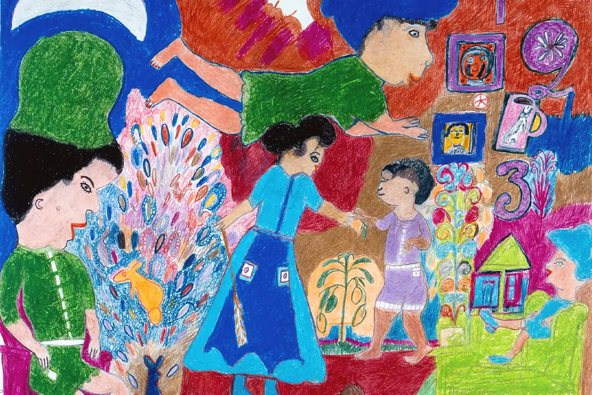 A painting by Nellie Mae Rowe