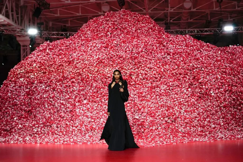 Lampoon Diesel Milan Fashion Week 2023 Diesel promotes safe sex with 200,000 condom box mountain _The Indian Express
