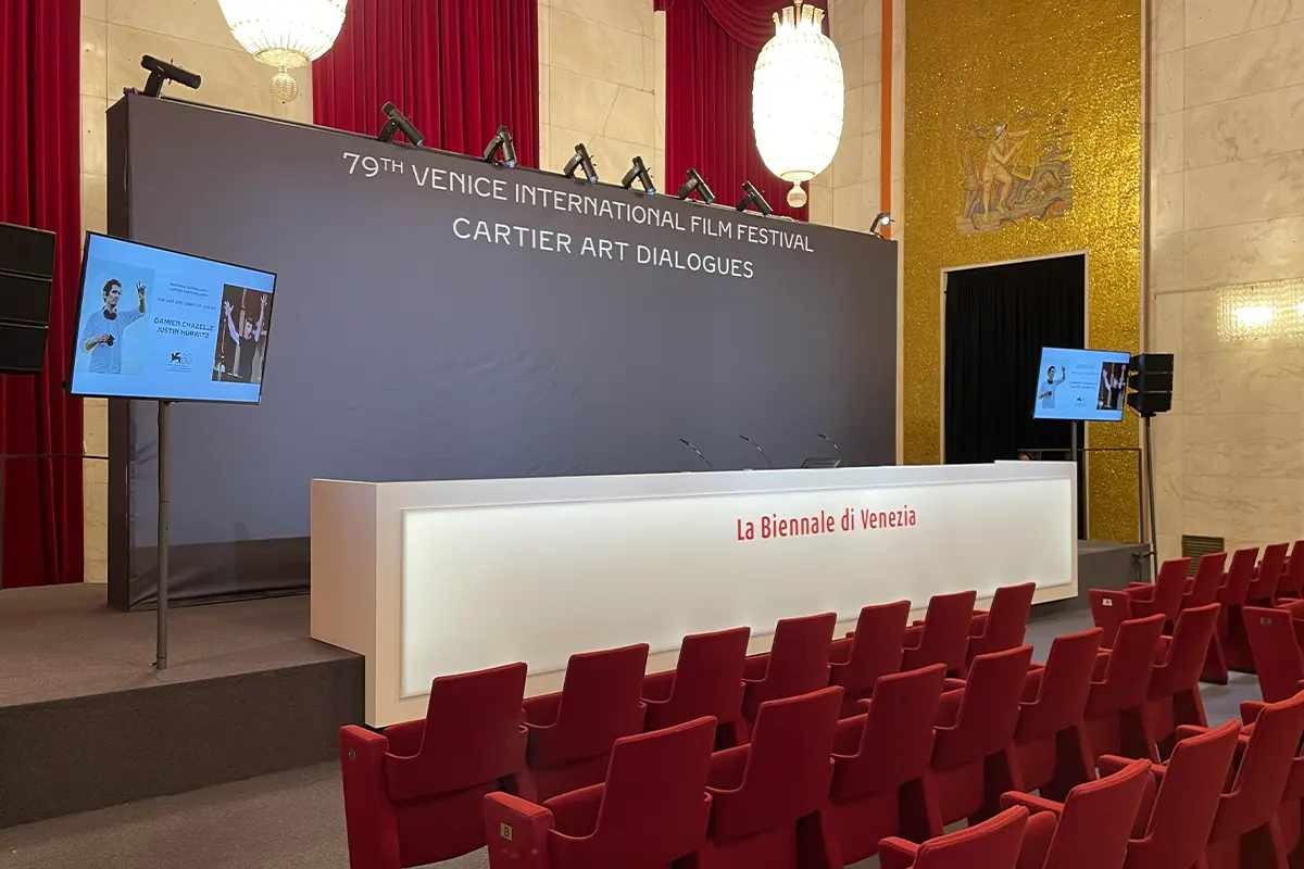Lampoon, Conference room of the Casino Palace at Lido, Venice Biennale 2023,
