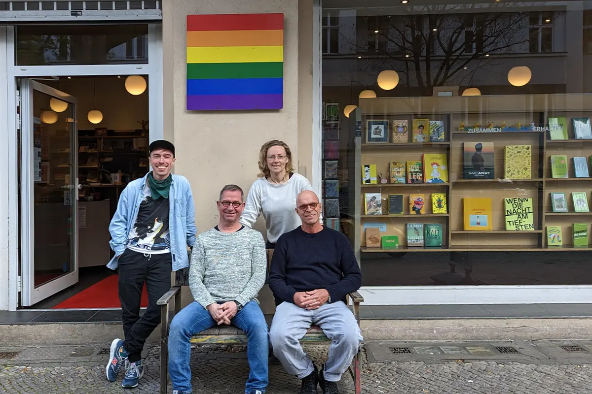 Eisenherz Berlin, a queer bookstore. The team