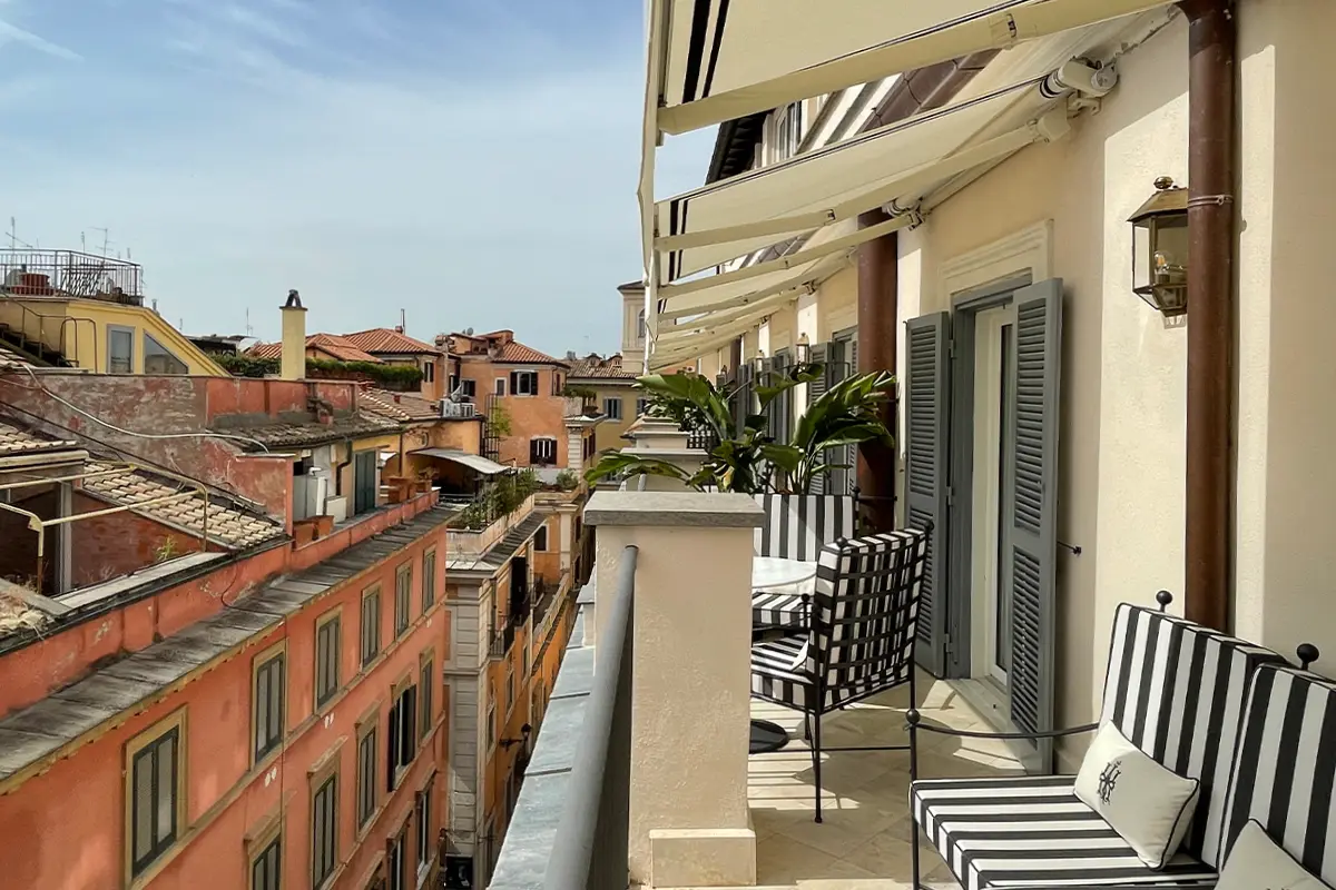 Balconies overlooking the rooftops of Rome