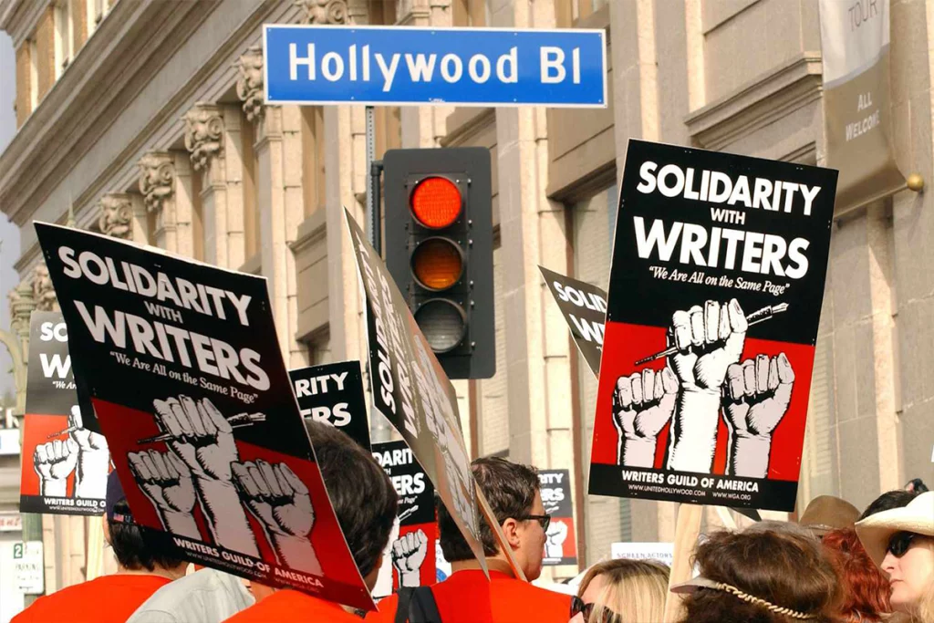 Lampoon, Striking Hollywood writers – protesters in Hollywood Boulevard