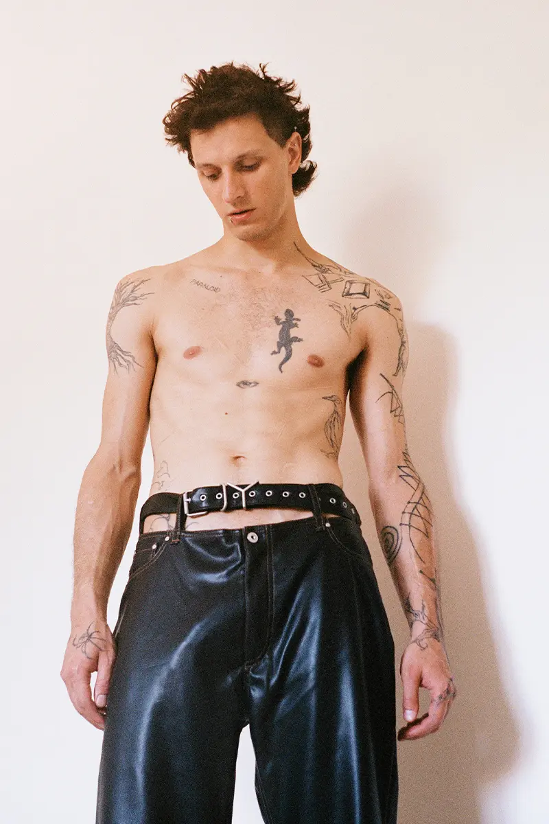Lampoon, Luca wearing pants Y Project.Photography Gianmarco Onofri, styling Christian Stemmler
