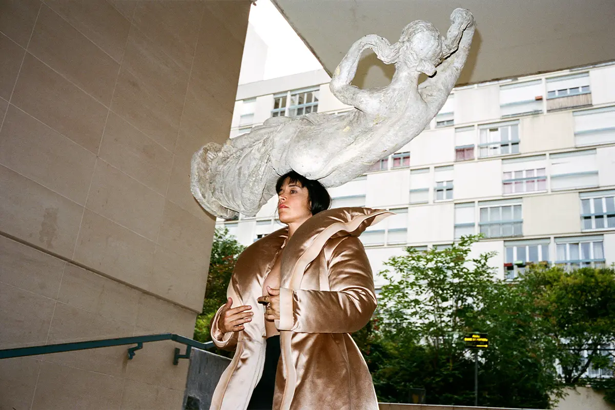 Lampoon, Vimala Pons wears coat Schiaparelli. Photography Maxime Ballesteros, styling Damese Savidan