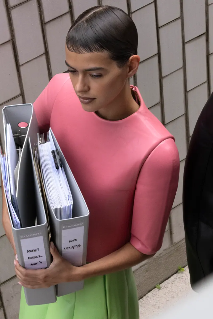 leather top and skirt Loewe. Photography Winter Vandenbrink, styling Niki Pauls. Photography Winter Vandenbrink