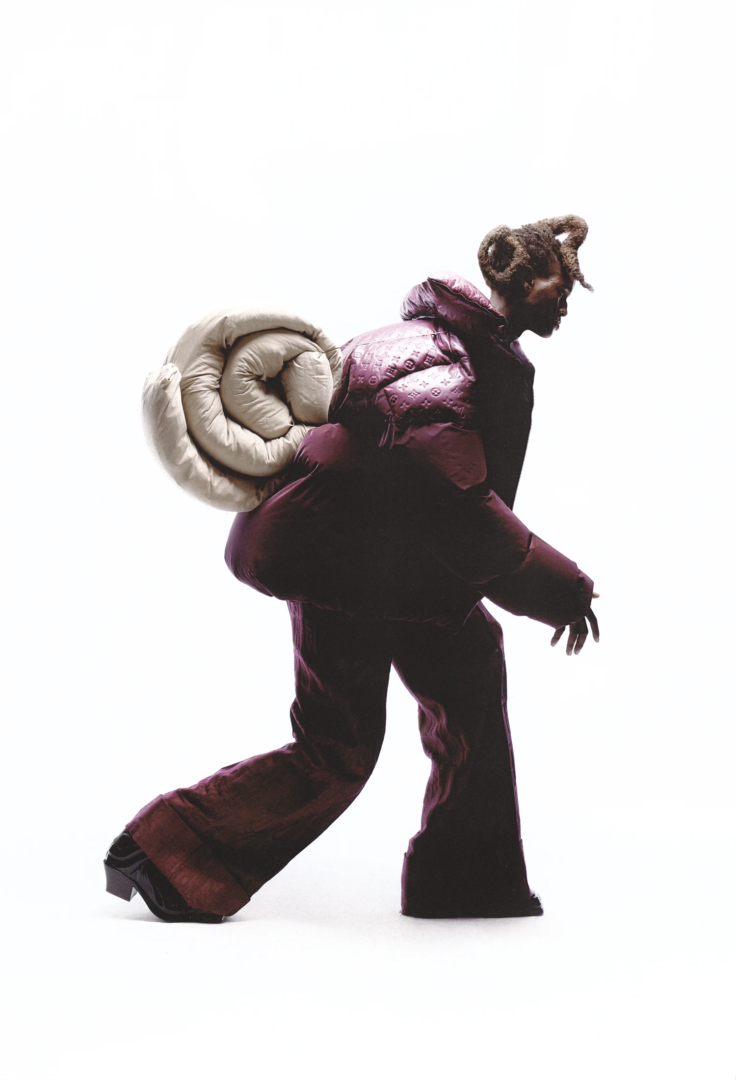 Puffer and pants Louis Vuitton, photography Hector Tre