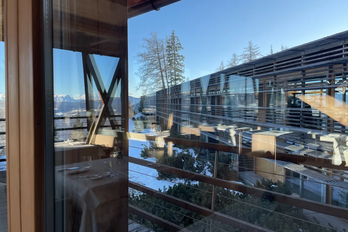Vigilius Mountain Resort is located 1,500 meters above sea level and can only be reached by cable car