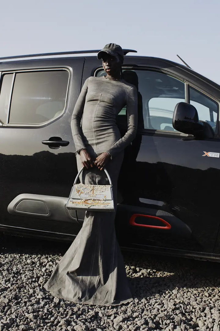Dress Rick Owens, bag and cap Y Project. Photography Jelka von Langena and Roman Goebel, styling Niki Pauls