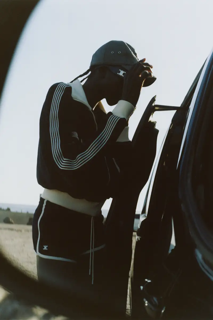 Sweater, shorts, cap and sunglasses Celine by Hedi Slimane. Photography Jelka von Langen and Roman Goebel, styling Niki Pauls
