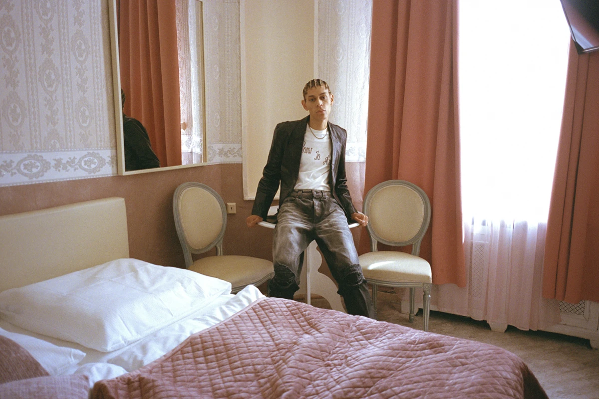 Gavriel wearing jacket and t-shirt Our Legacy, pants Diesel. Photography Frederik Rüegger, styling Léon C. Romeike