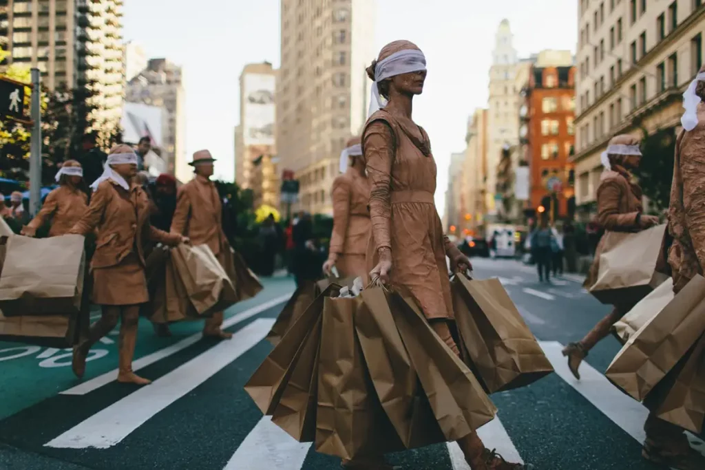 Photography Aaron Weiss. Blind consumerism in NYC, Ivan Farias