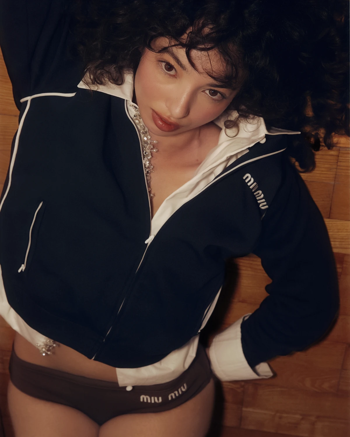 Sweatshirt and underwear Miu Miu, shirt Valentino. Photography Jara Garcìa Azor, styling Sonia Alipio