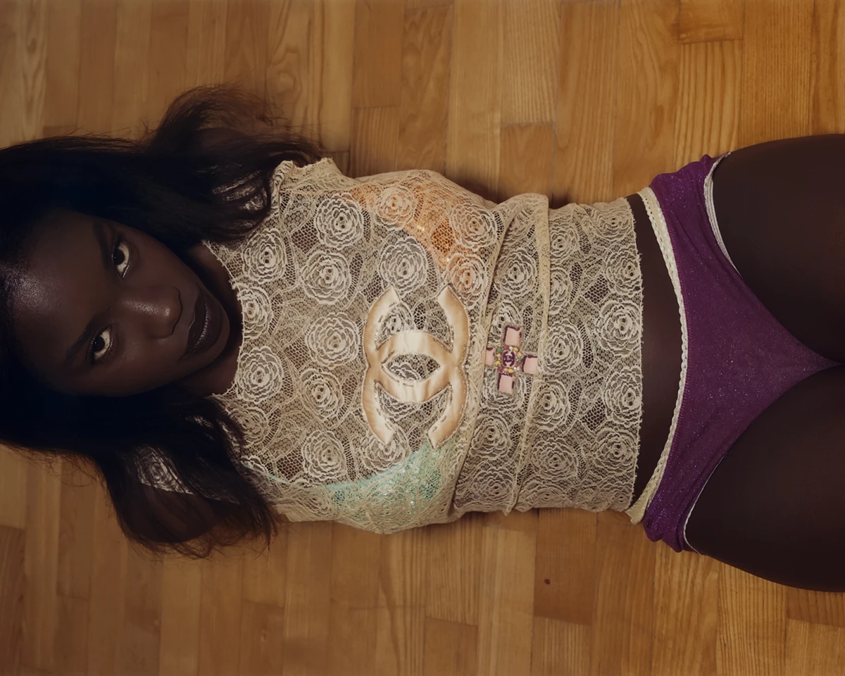 Vintage top Chanel from @SkofArchive, cape Niklas Skovgaard, panties Momonì. Photography Jara Garcìa Azor, styling Sonia Alipio