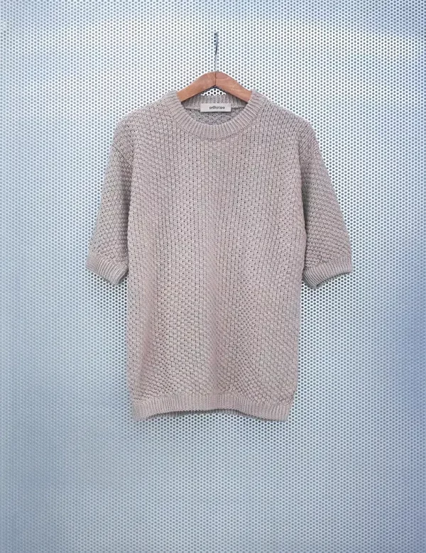 Hemp Knitwear T-Shirt PRT.010.212 Hemp Knitwear T-Shirt - link stitch, half sleeve. Three dimensional experimental knitwear by Lampoon Front