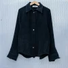 Hemp shirt in herringbone pattern PRT.041.015 Jacquard Hemp Shirt with Zig Zag Motif – Velvet Chenille and Brass Cufflinks Front