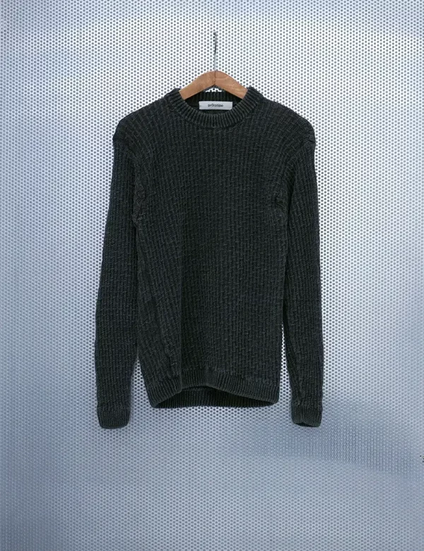 PRT.030.211 Hemp knitted sweater garter stitch - lightweight knitted sweater, mud green, anthracite gray or natural color