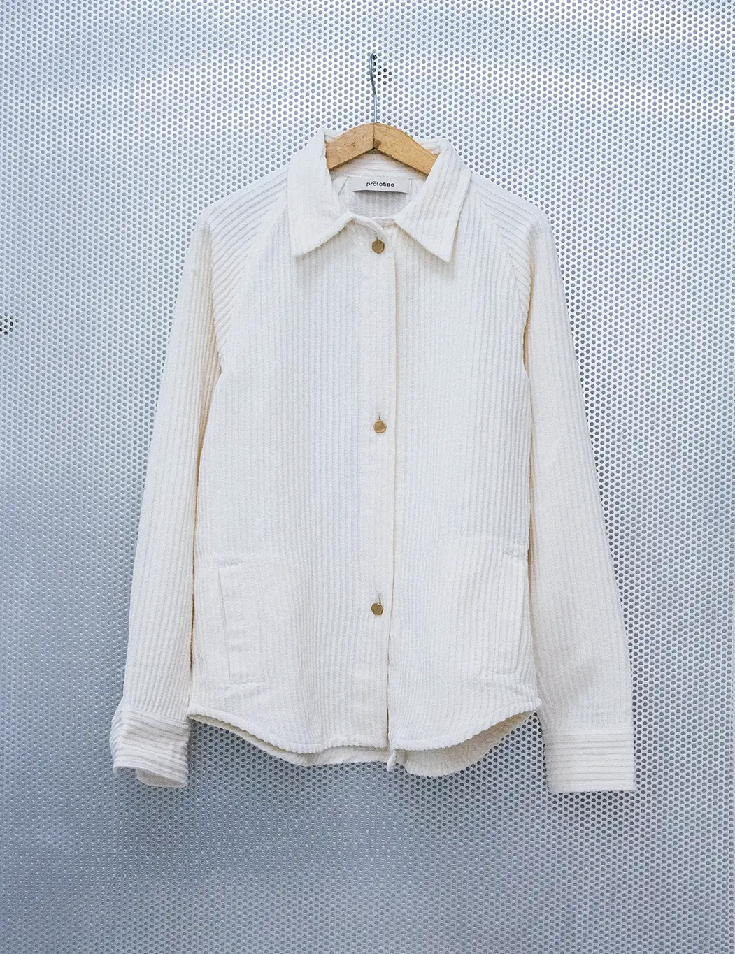 PRT.041.013 velvet hemp chenille shirt white natural color made with hemp and cotton chenille threads