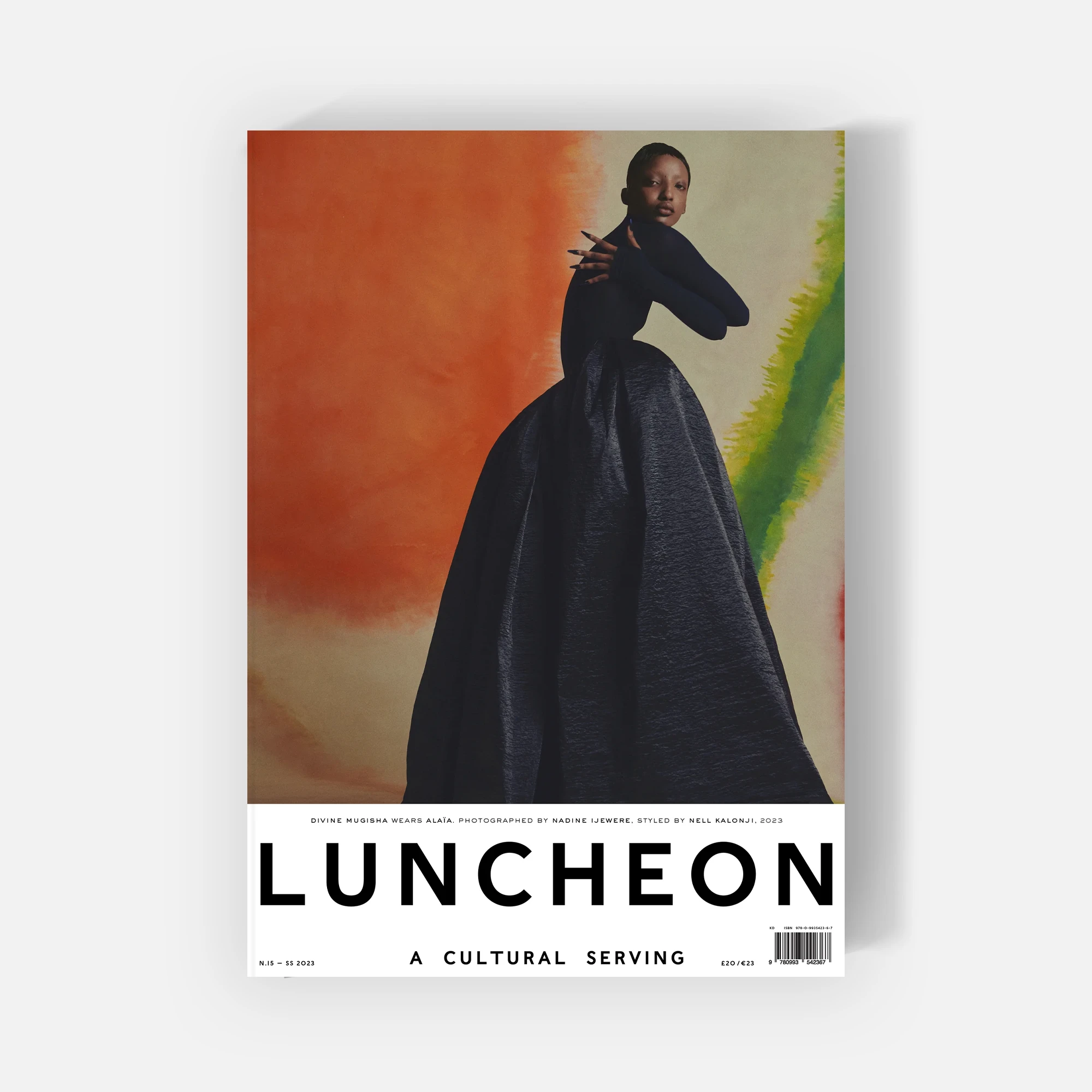 Luncheon issue 15_cover_Divine Mugisha wears Alaïa, photographed by Nadine Ijewere, styled by Nell Kalonji, 2023