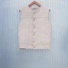 PRT.060.351 Hemp canvas vest, classic pattern, quilted and padded with felt hemp, hexagonal cufflinks buttons Frontal