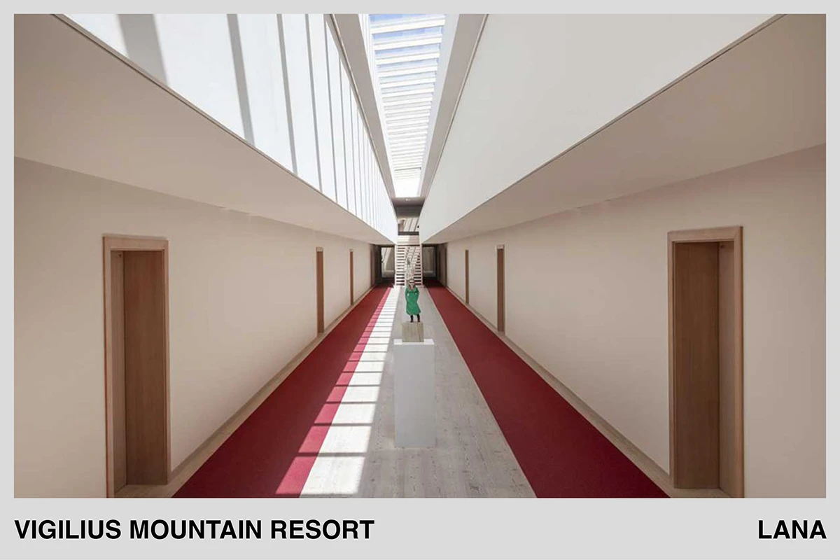 Interior view: minimalism characterizes Vigilius Mountain Resort’s design
