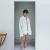 Velvet hemp chenille shirt in white natural color.