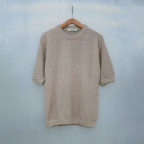 Hemp-knitwear-t-shirt-Garter-stitch-Natural-