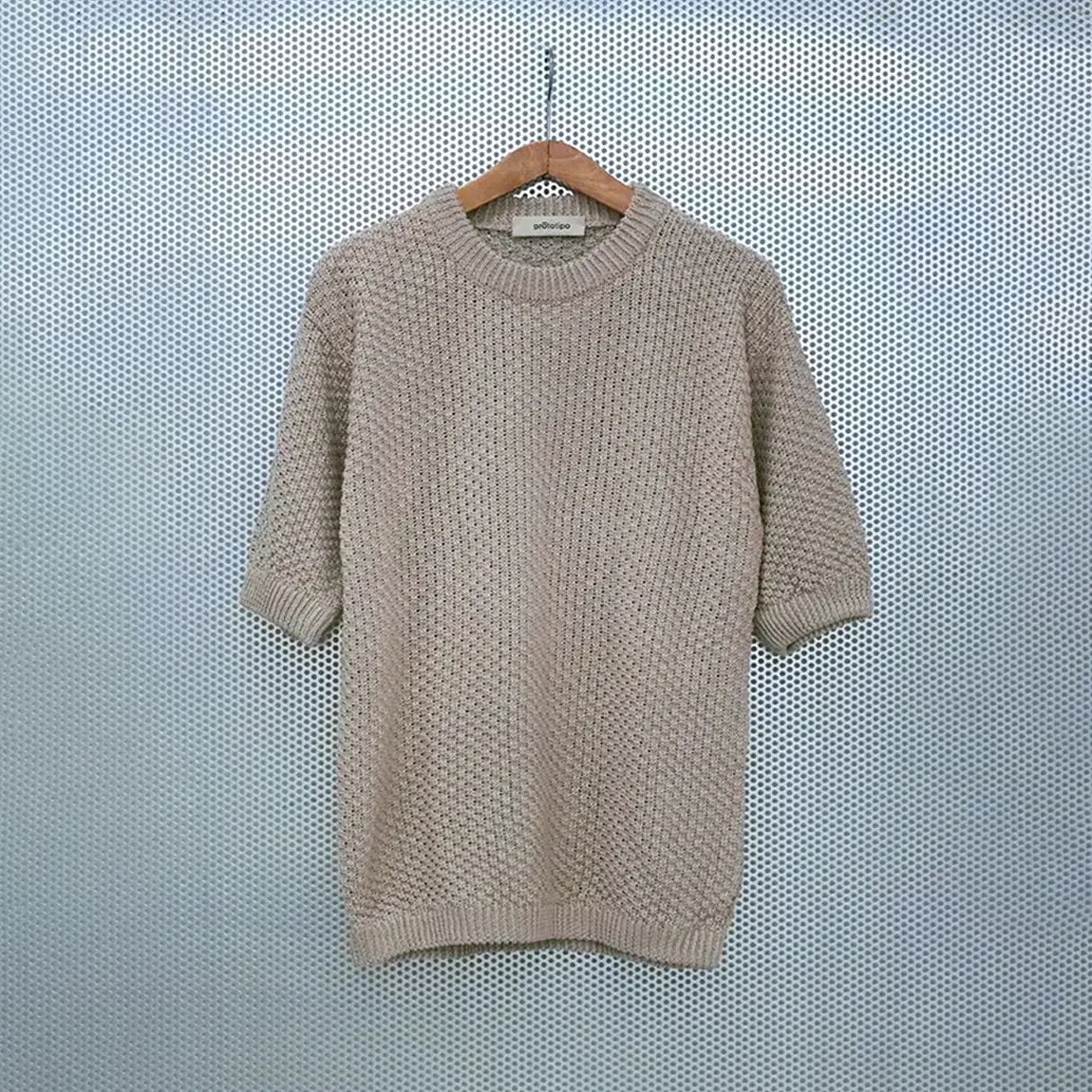 Hemp-knitwear-t-shirt-Garter-stitch-Natural-