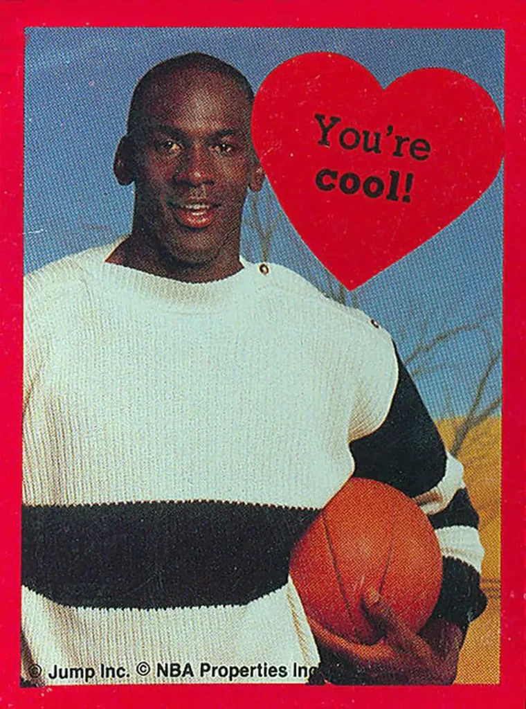 1991 Cleo Michael Jordan You_re Cool! Valentines Red Border Perforated PSA