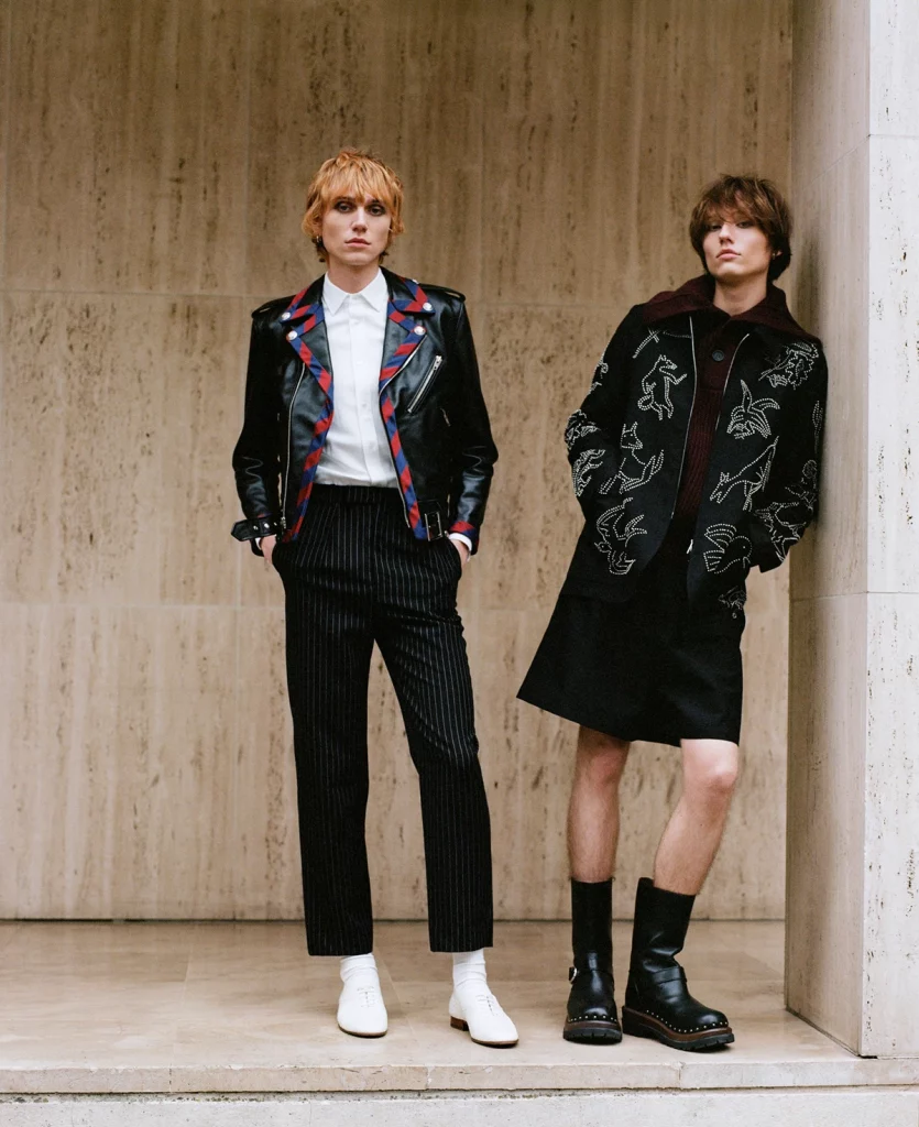 Ruben wears jacket, shirt, pants and shoes Celine Homme by Hedi Slimane, socks Falke. Matthijs wears jacket, short and shoes Dior, jumper Alexander Mcqueen. Photography Laura Friedli, stylist Audrey Le Pladec