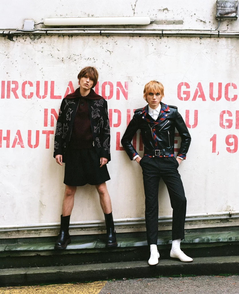 Ruben wears jacket, shirt, pants and shoes Celine Homme by Hedi Slimane, socks Falke. Matthijs wears jacket, short and shoes Dior, jumper Alexander Mcqueen. Photography Laura Friedli, stylist Audrey Le Pladec