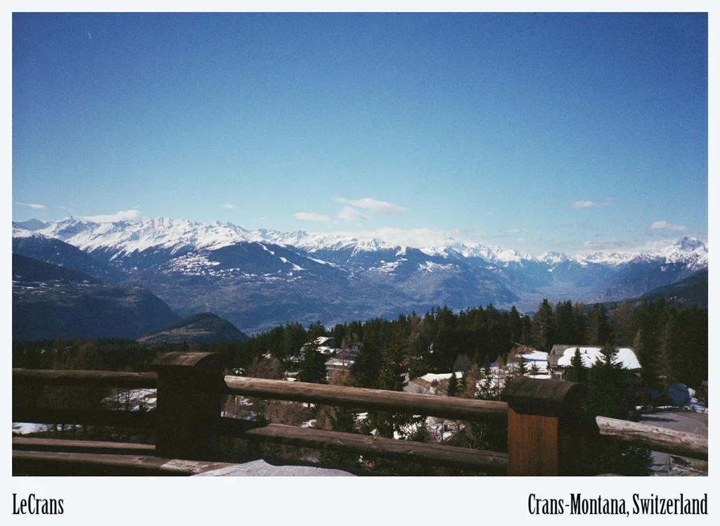 LeCrans, Crans-Montana — sweeping Rhône-Valley panorama captured from the hotel’s south-facing terrace