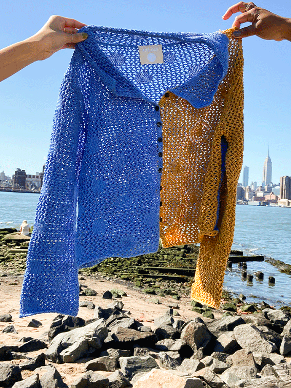 lampoon magazine The Ajaie Alaie evil eye cardigan is made on a handloom in Lima, Peru out of 100% cotton, and will be available in the SS22 release